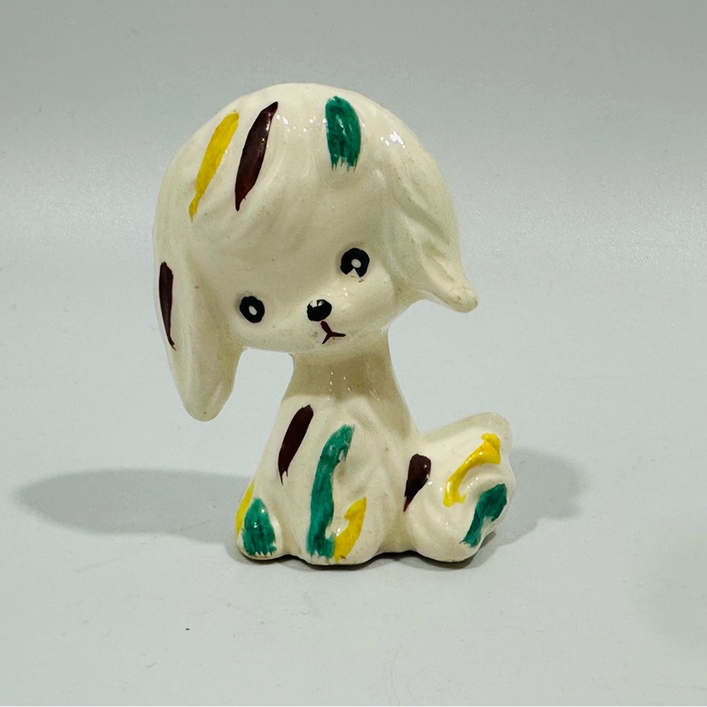 Vintage MCM Adorable Ceramic Spotted Puppy Dog Figurine Japan